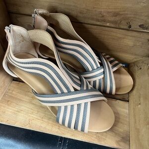 Striped Tan and Black Women's Sandals